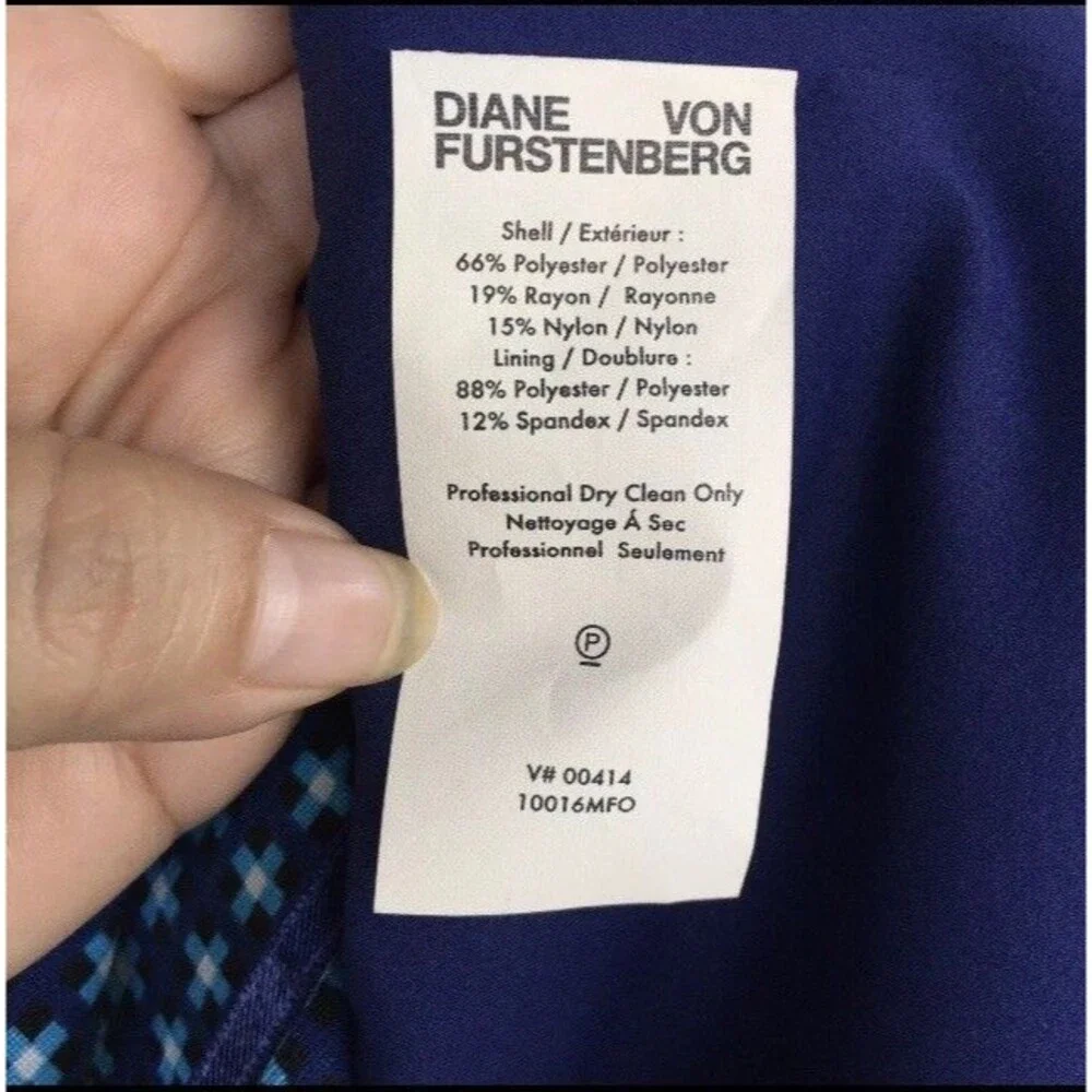 Diane Von Furstenberg Madyson Dress Womens 12 Blue Geo Print Retro 60s Mini